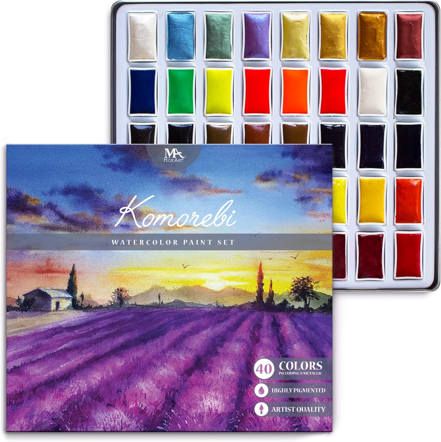 Amazon.com: Mozart Premium Japanese Watercolor Paint Set – 40 Rich ...